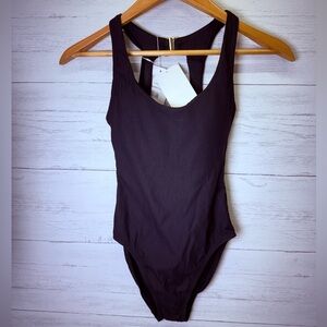 XS Black Andie Catalina Ribbed one piece high neck
